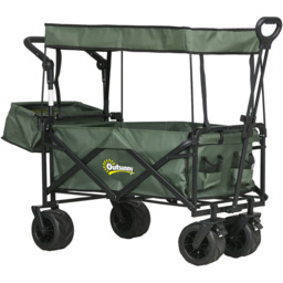 Outsunny Green Folding Beach Trolley Cart - thumbnail 1