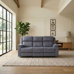 Haddon 3 Seater Dark Grey Foam Manual Recliner Sofa - thumbnail 3