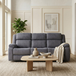 Haddon 3 Seater Dark Grey Foam Manual Recliner Sofa - thumbnail 4
