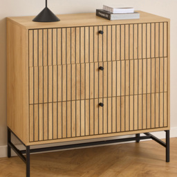 Florence Albany 3 Drawer Oak Chest of Drawers with Black Legs