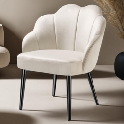 tectake Hellen Velvet Padded Cream and Black Accent Chair