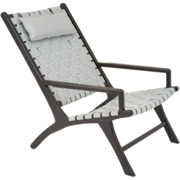 Premier Housewares Kendari Grey Woven Leather Strap Chair - thumbnail 2