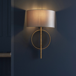 Merano Trento Antique Gold and Mink Satin Fabric Wall Lamp - thumbnail 2
