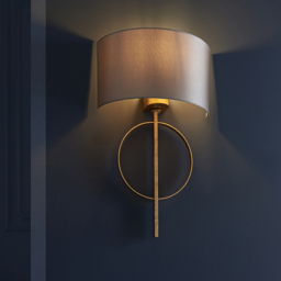 Merano Trento Antique Gold and Mink Satin Fabric Wall Lamp - thumbnail 4