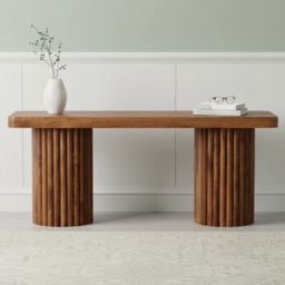 Artisan Furniture Astoria Brown 2 Seater Solid Wood Fluted Bench