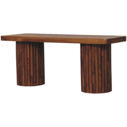 Artisan Furniture Astoria Brown 2 Seater Solid Wood Fluted Bench - thumbnail 4