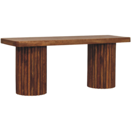 Artisan Furniture Astoria Brown 2 Seater Solid Wood Fluted Bench - thumbnail 3