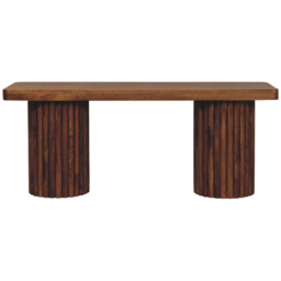 Artisan Furniture Astoria Brown 2 Seater Solid Wood Fluted Bench - thumbnail 2