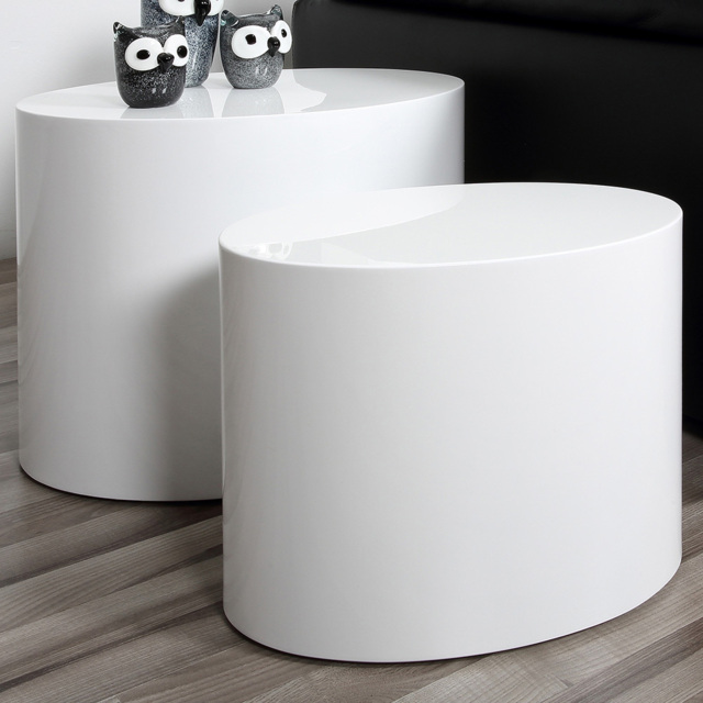 Florence Mice White Oval Coffee Table Set of 2 - image 1