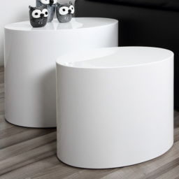 Florence Mice White Oval Coffee Table Set of 2