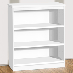 R White Cabinets 3 Shelf Mid Height White Bookcase