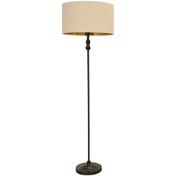 ValueLights Maggie Beige and Metallic Gold Shade Black Metal Candlestick Floor Lamp