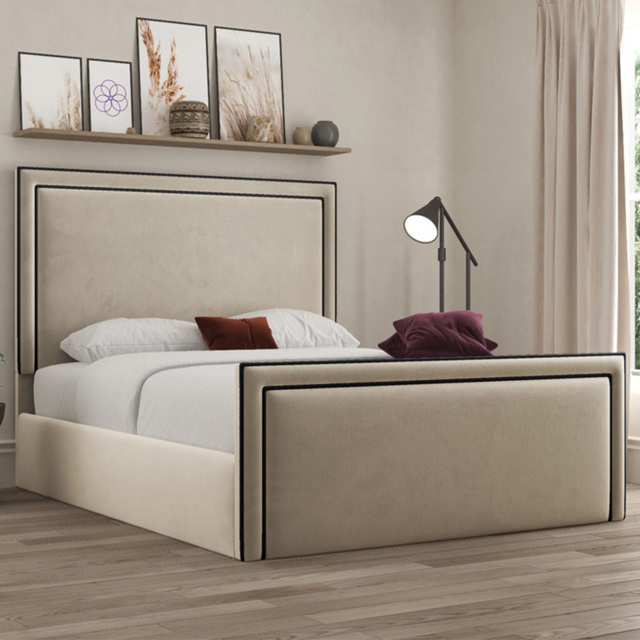 DS Living Verona Plush Cream Single Piping Bed Frame - image 1