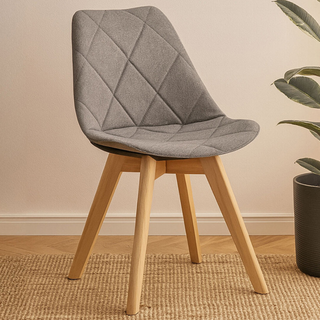 Premier Housewares Stockholm Diamond Pattern Grey Dining Chair - image 1