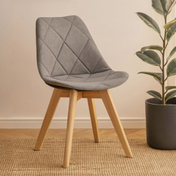 Premier Housewares Stockholm Diamond Pattern Grey Dining Chair - thumbnail 2