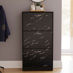 Vida Designs Black Marble 3 Drawer Shoe Cabinet - thumbnail 3