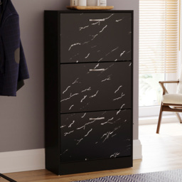 Vida Designs Black Marble 3 Drawer Shoe Cabinet