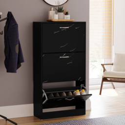 Vida Designs Black Marble 3 Drawer Shoe Cabinet - thumbnail 4