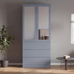 Vida Designs Denver Grey 2 Door 3 Drawer Mirrored Wardrobe - thumbnail 3