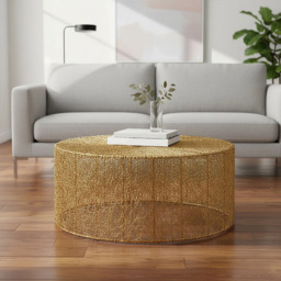 Premier Housewares Templar Gold Finish Iron Round Coffee Table - thumbnail 3