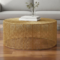 Premier Housewares Templar Gold Finish Iron Round Coffee Table - thumbnail 1