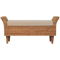 Artisan Furniture Riviera Cream and Beige Solid Wood Upholstered Bench - thumbnail 2