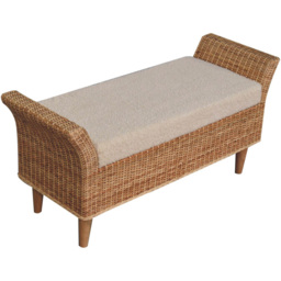 Artisan Furniture Riviera Cream and Beige Solid Wood Upholstered Bench - thumbnail 4