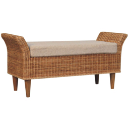 Artisan Furniture Riviera Cream and Beige Solid Wood Upholstered Bench - thumbnail 3