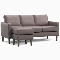 Regan Reversible Chaise Faux Leather Grey 3 Seater Sofa - thumbnail 2