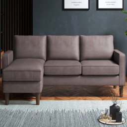 Regan Reversible Chaise Faux Leather Grey 3 Seater Sofa