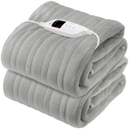 PureMate Grey Fleece Electric Heated Throw with 9 Heat Settings 120W - thumbnail 1