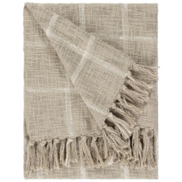 Yard Beni Stone and Natural Checked Fringed Throw 130 x 180cm - thumbnail 1