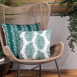 Paoletti Kalindi Teal Stripe Floral UV and Water Resistant Outdoor Cushion - thumbnail 4