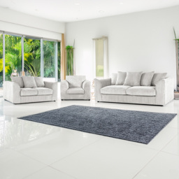 Luxor 6 Seater Silver Jumbo Cord Sofa Set with Scatter Back
