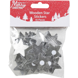Pack of 45 Wooden Star Stickers - thumbnail 1