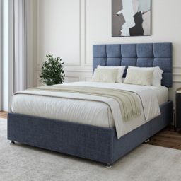 Bedmaster Single Midnight Linen 2 Drawer Divan Base with Pearl Headboard