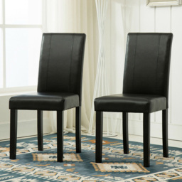 Black Faux Leather Dining Chair Set of 2