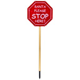 Xmas Haus Red LED Light Christmas Santa Stop Here Sign Decoration - thumbnail 2