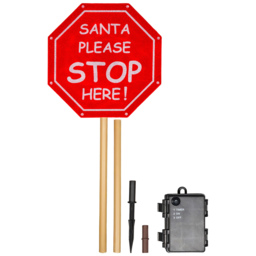 Xmas Haus Red LED Light Christmas Santa Stop Here Sign Decoration - thumbnail 3