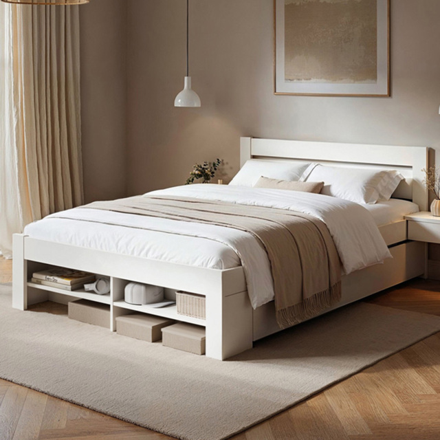 Noomi Pradis White Double Wooden Storage Bed - image 1