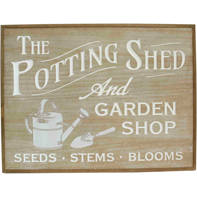 Potting Shed Wood Effect Plaque - Brown - image 1