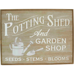 Potting Shed Wood Effect Plaque - Brown