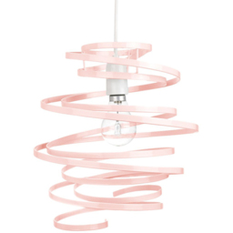 Happy Homewares Pink Gloss Metal Double Ribbon Spiral Swirl Ceiling Pendant Shade