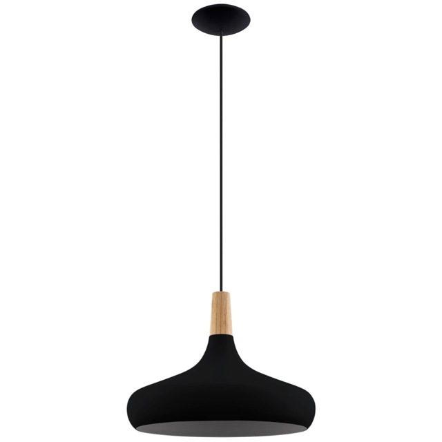 EGLO Sabinar Black Metal and Wood Pendant Light 40cm - image 1