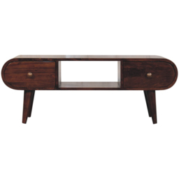 Artisan Furniture California Walnut 2 Drawer Single Shelf Solid Wood Circular TV Unit - thumbnail 2