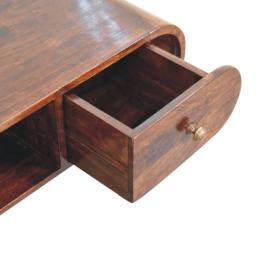 Artisan Furniture California Walnut 2 Drawer Single Shelf Solid Wood Circular TV Unit - thumbnail 4