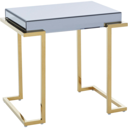 Premier Housewares Kaso Grey Mirrored Top C-Shaped End Table - thumbnail 2