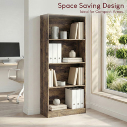 Vida Designs Cambridge Dark Wood 4 Shelf Large Bookcase - thumbnail 4