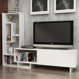 Decorotika Pega 6 Shelf White TV Unit - thumbnail 1