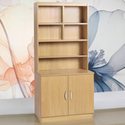 R White Cabinets 2 Door Brown Desk Height Cupboard with Hutch